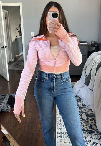 Pink and Orange Cropped Athletic Jacket