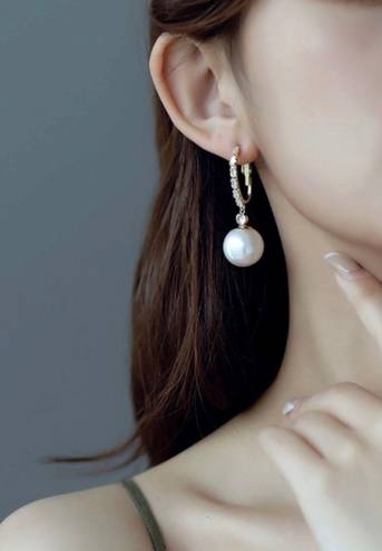 Elegant White Pearl Drop Dangle Earrings for Women Gold