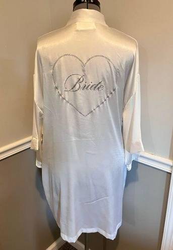 Victoria's Secret  BRIDE Robe White Wedding Kimono I Do, One Size Heart Glitter