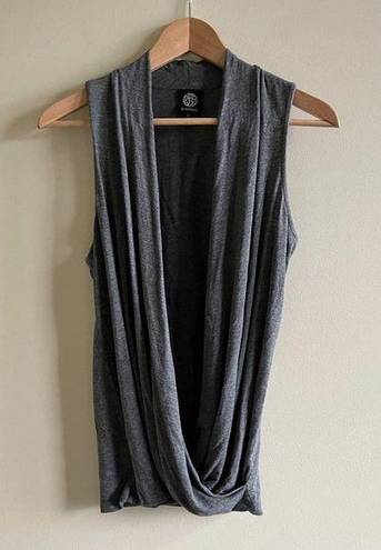 Bobeau  FAUX WRAP TANK TOP KNIT DARK GRAY WOMENS SIZE S BLOUSE