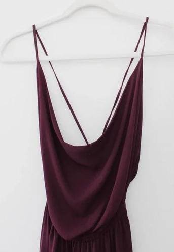 Indah / Revolve Tahani Silk Backless Cowl Neck Mini Dress in Plum