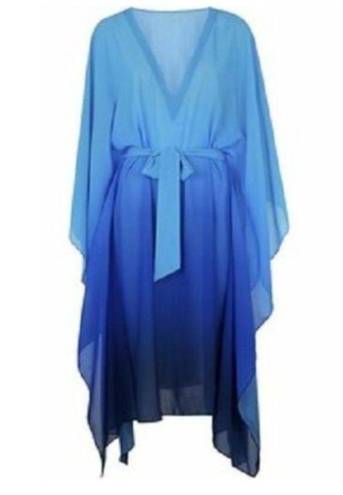 Gottex  Harmony Caftan S NWT Swim Coverup Ocean Blue Vacation Beach Resort Style