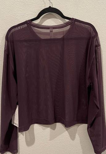 Athleta  Sheer Long Sleeve Breathe Pullover Purple Circuit Top