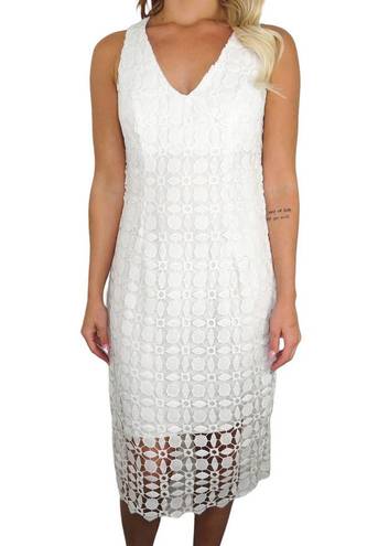 Bisou Bisou  White Lace V-Neck Lace Up Formal Mini Dress Size 8