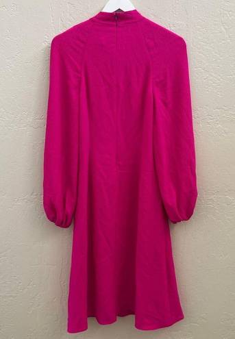 Black Halo NEW $390  Lanita Tie Neck Long Sleeve Dress in Vibrant Pink