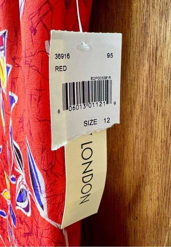 Maggy London NEW  Silk Short Sleeve Tropical Floral Dress Red 12 NWT