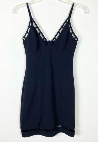 ANGL  Black Cutout Trim Sleeveless Bodycon Cocktail Mini Dress Size S