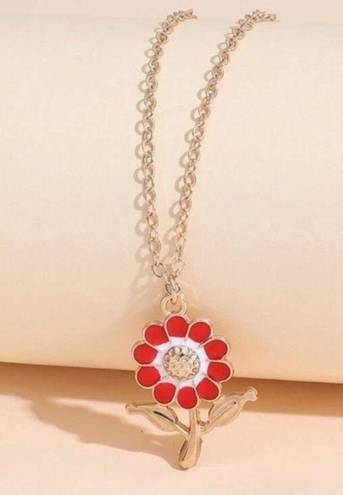 Wish Flower Make a  Fashion Necklace, Gold, Red Enamel