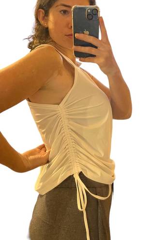 AQUA Athletic White Knit Ruched Tank Top NWT