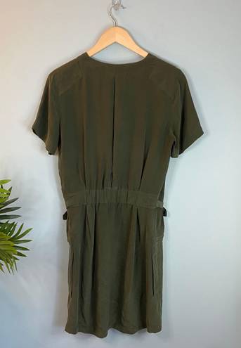 Equipment Femme Olive Green Oliver Utility Silk Mini Dress