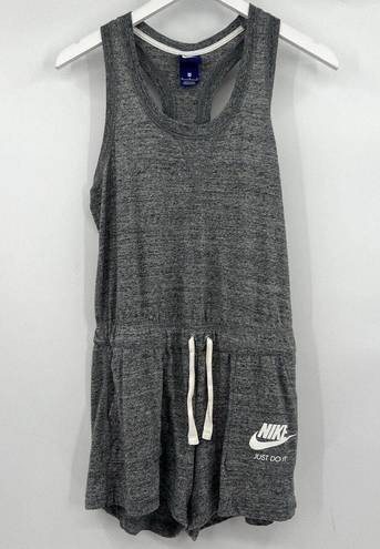 Nike  Romper Gray Athletic Racerback Shorts Drawstring Waist Women’s Size Medium