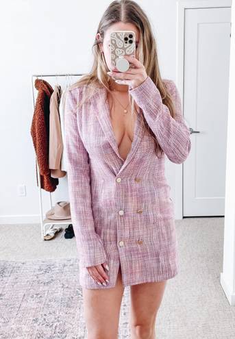 L'Academie Revolve Pink Tweed Blazer Mini Dress 