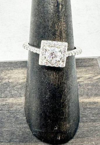 Diamond Halo Style Engagement Ring with Diamonds on shank .92cwt