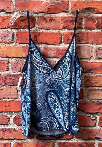 In Bloom Blue Paisley Print  by Jonquil Lace Trim V-Neck Camisole