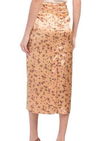 ZARA NWT  Printed Midi Skirt Floral Satin Silky Medium