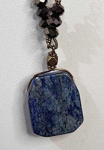 Petal NWT Edgy  Lapis & Charcoal Crystal Egypt Necklace