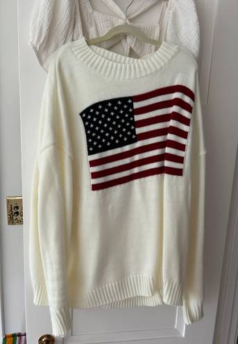 American Flag Sweater White