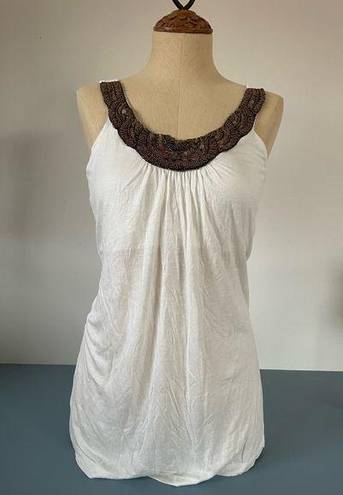 Max Rave  womens cream tank with beading size M