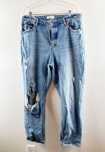 Abercrombie & Fitch  The Dad High Rise Curve Love Button Fly Jeans Blue 18