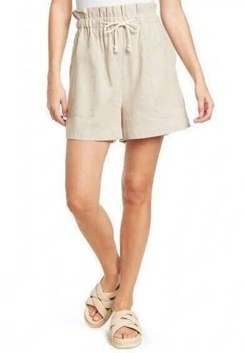 Laundry by Shelli Segal Laundry Safari Beige Beach  Linen Drawstring Shorts Paper bag Waist High Rise XL