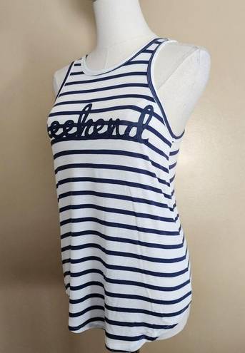 Grayson Threads White/Blue Striped Weekend Tank Top, Women's XS