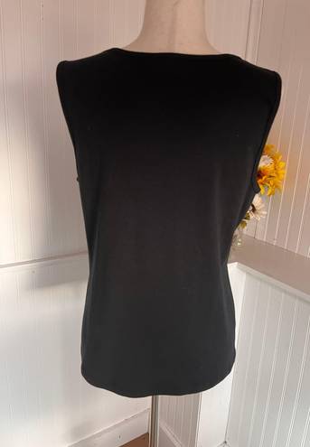 Karen Scott Black Scooped Embellished Sleeveless Top