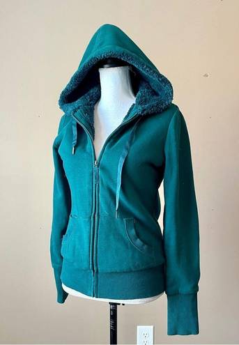 Kirra  | Green Faux Fur Lined Hooded Jacket Sz M