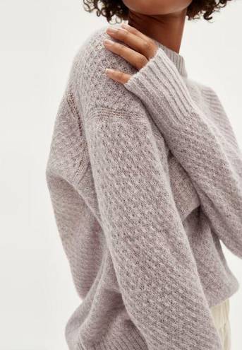 Everlane The Alpaca Merino Wool Blend Relaxed Knit Crewneck Sweater Pearl Grey