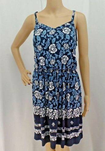 The Loft "" BLUE FLORAL TIE STRAPS BLOUSON DRESS SIZE: S NWT