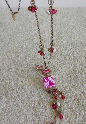 Coldwater Creek Vintage  cherry pink glasses necklace and earrings set