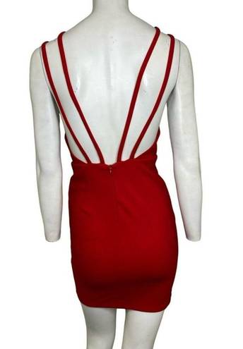 Alythea  Strappy V-neck Bodycon Mini Dress Red Size Large NWT