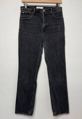 Abercrombie & Fitch The Ankle Straight Ultra High Rise Jeans 28 Black Cropped