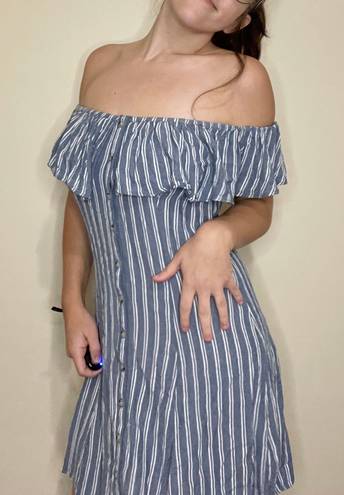 American Eagle  Blue And White Striped Button Down Dress