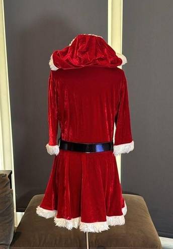 ma*rs Short Red Hooded Dress White Faux Fur Trim  Claus Santa Christmas Size M NEW