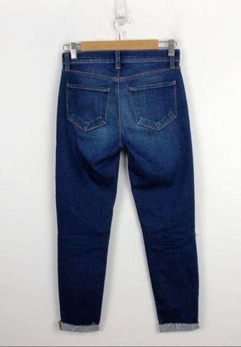 L'Agence  Rachel Ripped Crop Slim Fit Blue Slouch Cuffed Jeans Size 24 Stretch