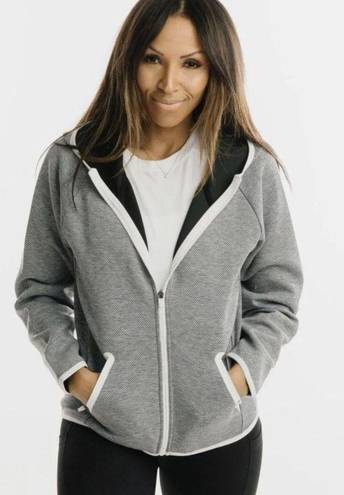 Zyia  Active Gray sport pocket hoodie zip up Jacket