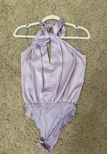 indie collection Purple halter silk cutout bodysuit