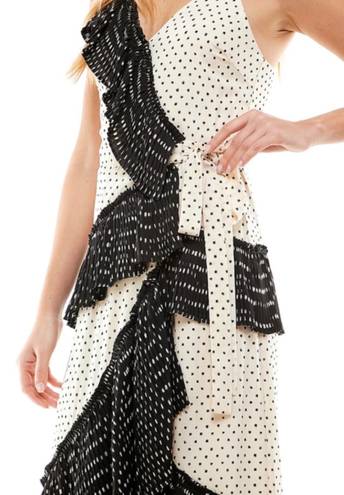 TCEC | NWOT | Sleeveless Polka Dot Wrap Midi Dress | M | Cream & Black | CD02409