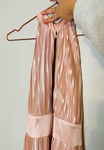 Pink Blush TJD The Jetset Dairies Women's  Pleated Skirt Halter Gown Size L