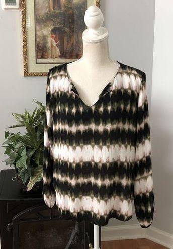 fab'rik fab’rik Women’s Blouse Size S/Chico Pullover Split Back Keyhole 3/4 Sleeves