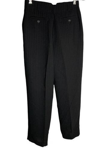 Emma James Vintage  Pinstripe Dress Pants 4P Black Ankle Crop Pockets Button