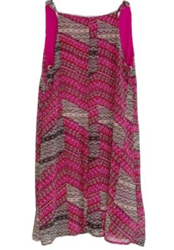 Sequin Hearts  Summer Dress Pink Black Mixed Print Sleeveless Casual Dress Small