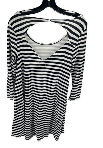 American Eagle  Womens Striped Dress Cutout Back Stretch White Black Medium