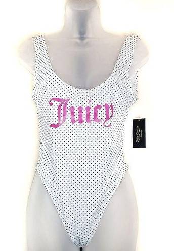 Juicy Couture  White Black Polka Dot One Piece Swim