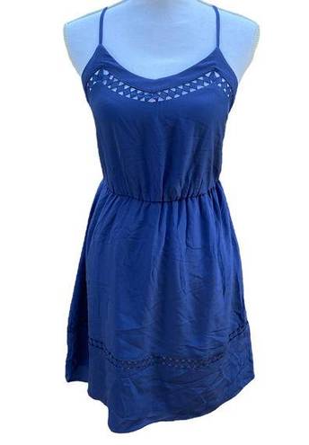 Aryn K  Blue Silk Dress Racerback Fit And Flare Women's Size Extra Small