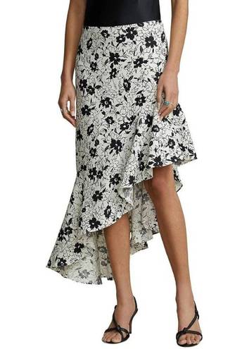 Polo NWT  Ralph Lauren Floral Ruffled Asymmetrical Linen Skirt