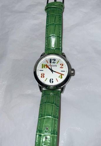 Chico's  Green Croco Embossed Strap Big Number Watch (needs battery)