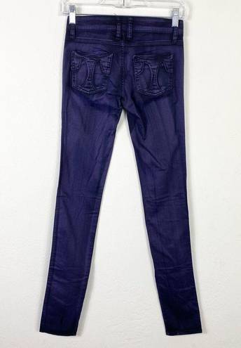 Tripp NYC Vintage Y2K  Dark Purple & Black Wash Low Rise Skinny Jeans Size 0