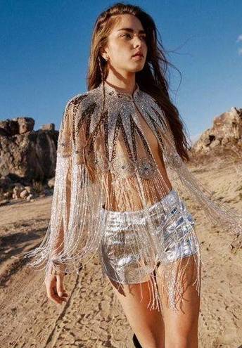 Nasty Gal Beaded Tassel Hem Cape