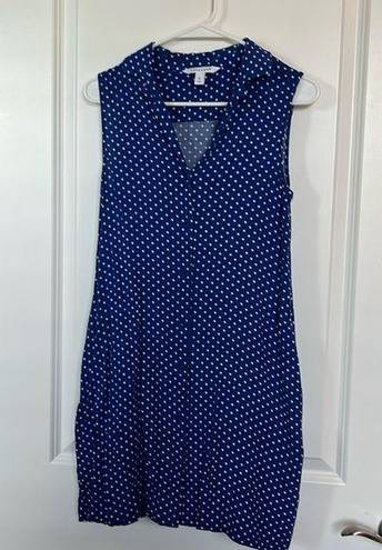 Popsugar  Blue Polka Dot Dress with Pockets